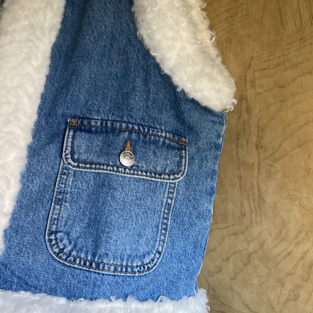 Derek Lam 10 Crosby 🔥 Jaime Denim Sherpa Vest - Picture 7 of 12